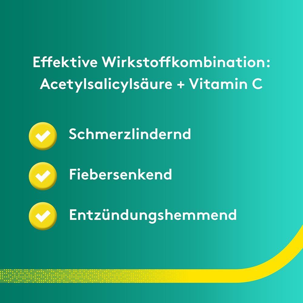 Liste der Wirkungen: schmerzlindernd, fiebersenkend, entzündungshemmend.