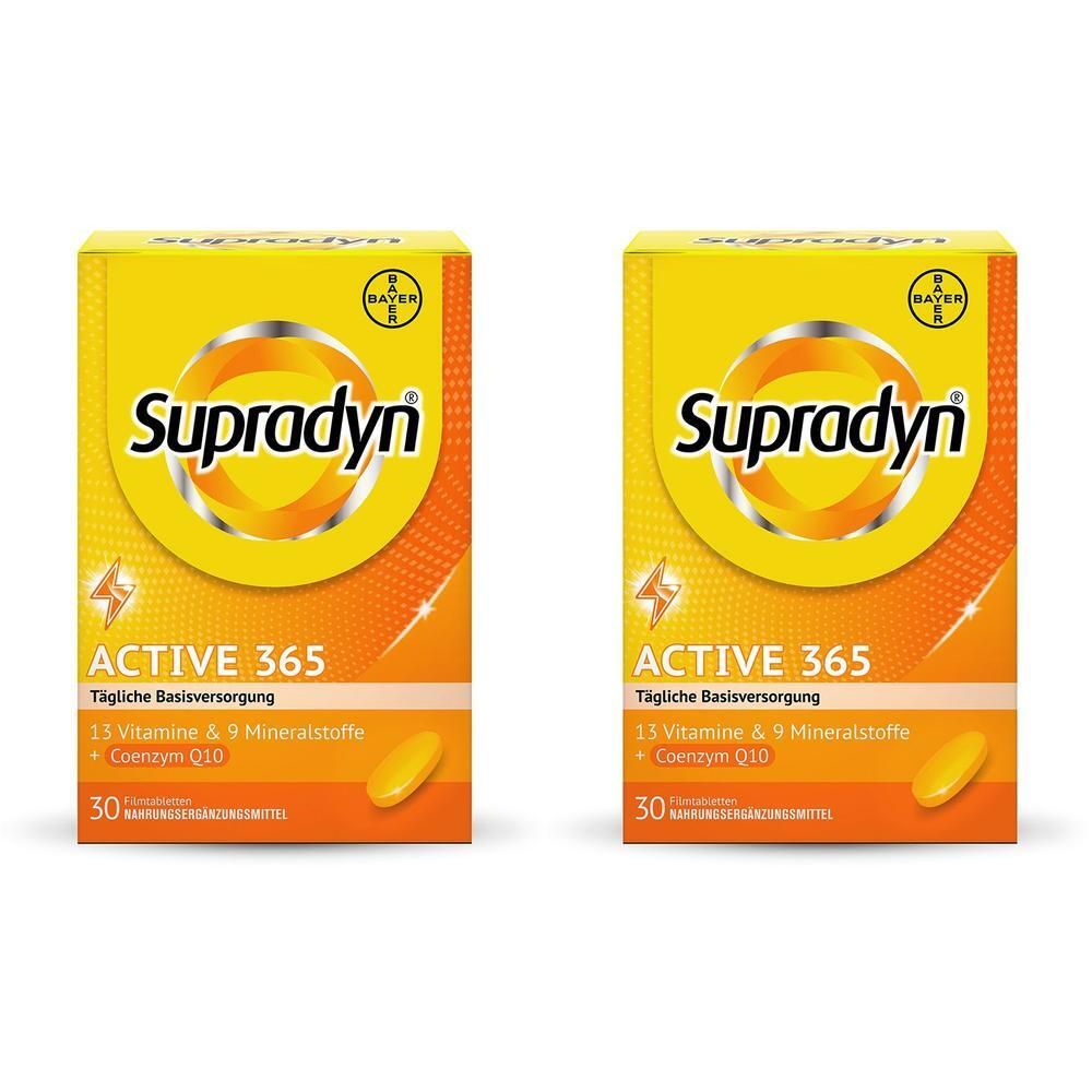 Zwei Packungen Supradyn ACTIVE 365 Filmtabletten mit je 30 Stück.