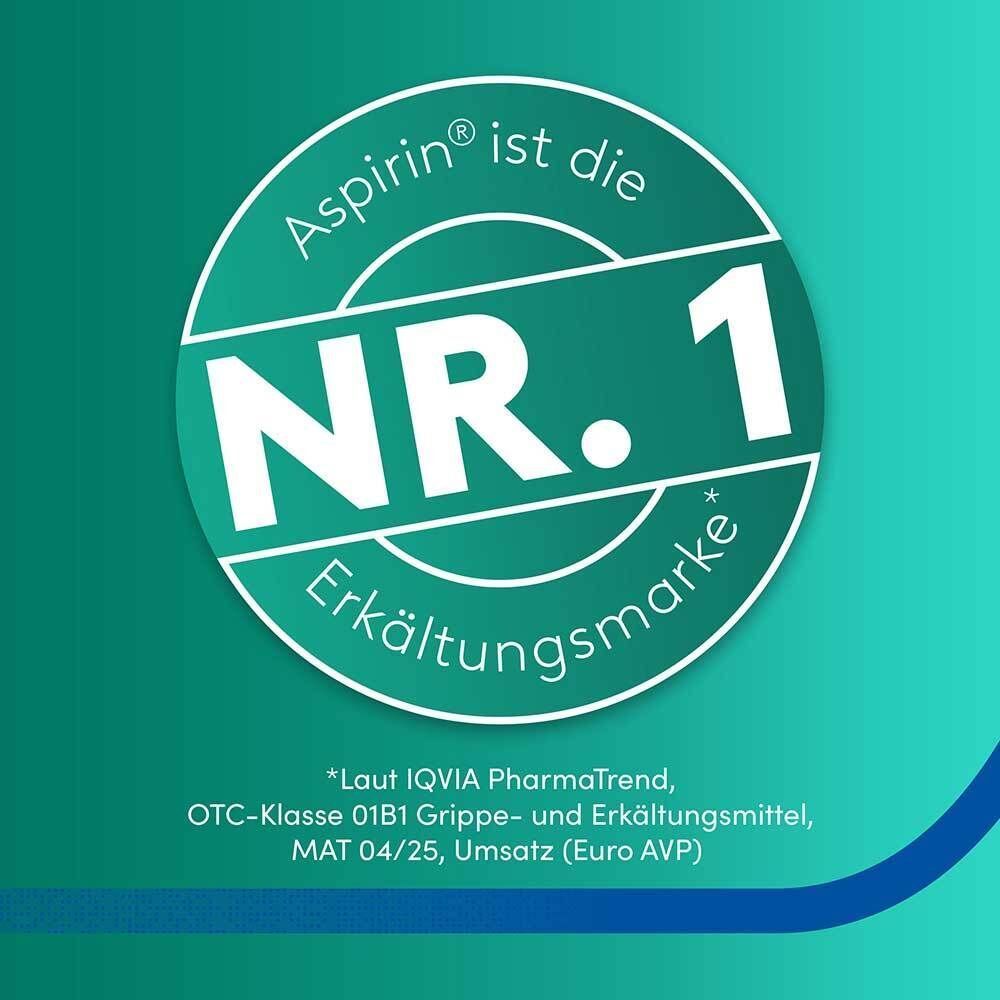 Siegel: Aspirin ist die Nr. 1 Erkältungsmarke. Laut IQVIA PharmaTrend.