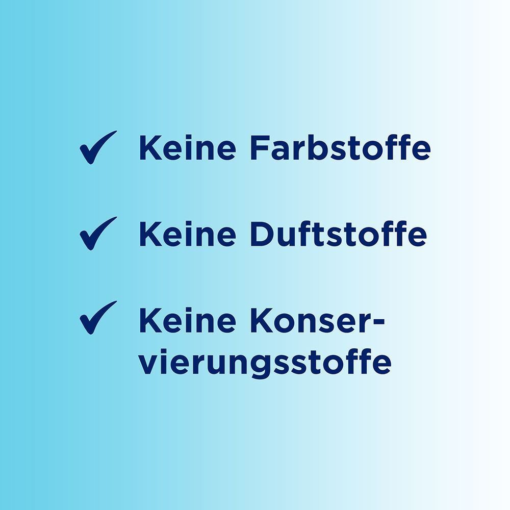 Liste der Vorteile von Bepanthen®: Keine Farbstoffe, Duftstoffe, Konservierungsstoffe.