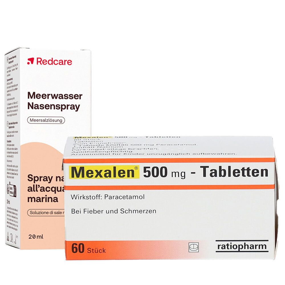 Mexalen® 500 mg Tabletten + Redcare Meerwasser Nasenspray