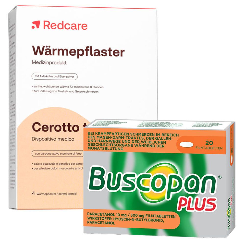 Redcare Wärmepflaster + Buscopan® plus Paracetamol 10mg/500mg