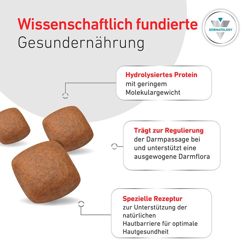 ROYAL CANIN® Veterinary HYPOALLERGENIC Hundefutter: Wissenschaftlich fundierte Gesunderährung mit hydrolysiertem Protein, Darmpassage-Regulierung und Hautbarriere-Unterstützung.