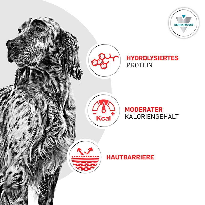 Royal Canin Hypoallergenic Moderate Calorie: Hydrolysiertes Protein, moderater Kaloriengehalt, Hautbarriere.