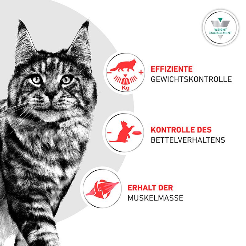 Royal Canin Veterinary Satiety Weight Management: Gewichtskontrolle, Kontrolle des Bettelverhaltens, Muskelerhalt.