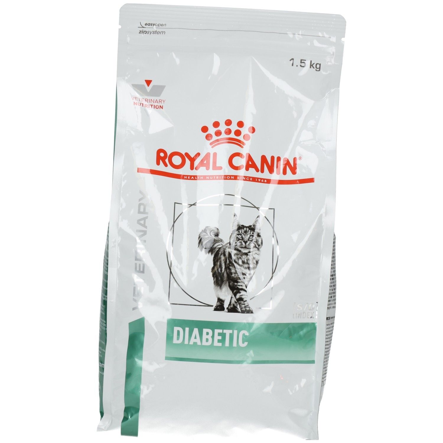 Royal Canin Veterinary Diätetische Trockennahrung für Katzen, 1,5 kg Beutel mit Katzenmotiv.