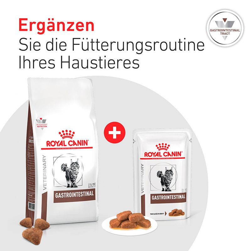 Royal Canin GASTROINTESTINAL Trockenfutter und Feuchtfutter für Katzen, zur Ergänzung der Fütterungsroutine.