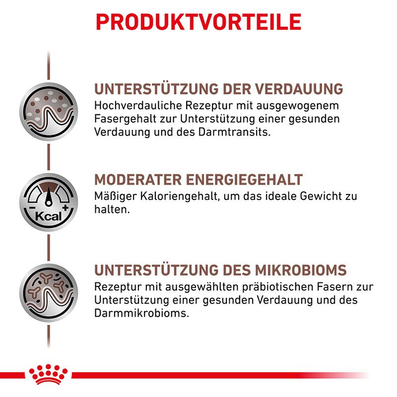 Produktvorteile: Unterstützung der Verdauung, moderater Energiegehalt, Unterstützung des Mikrobioms.