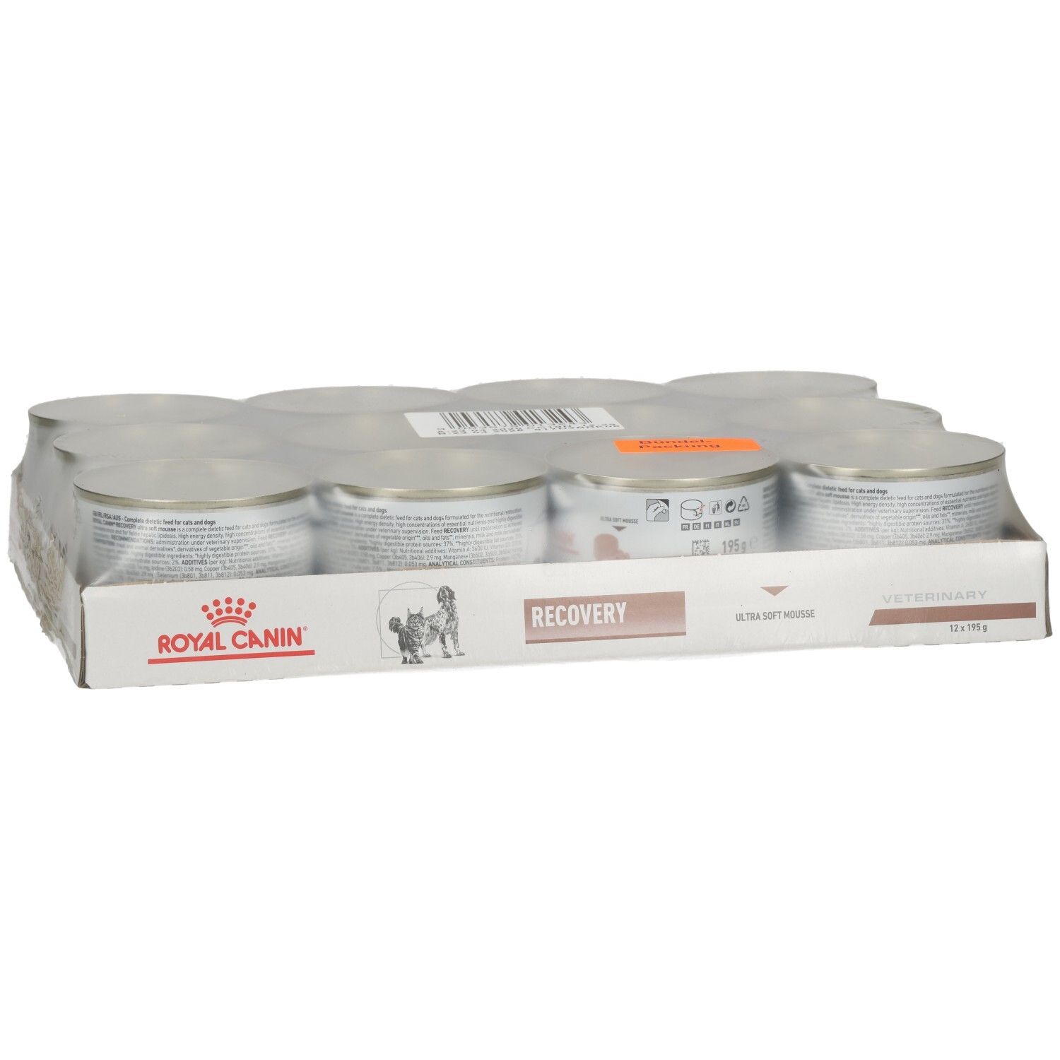 12 Dosen Royal Canin Recovery Ultra Soft Mousse Hundefutter.