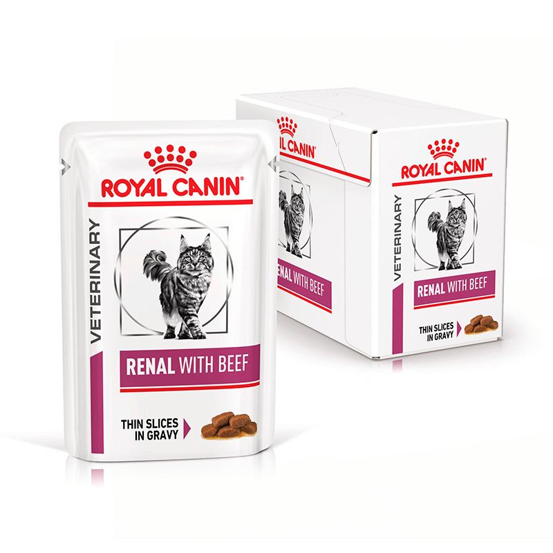 ROYAL CANIN Veterinary Renal Rind Feuchtnahrung für Katzen, 85g Pouch und 12er Packung.