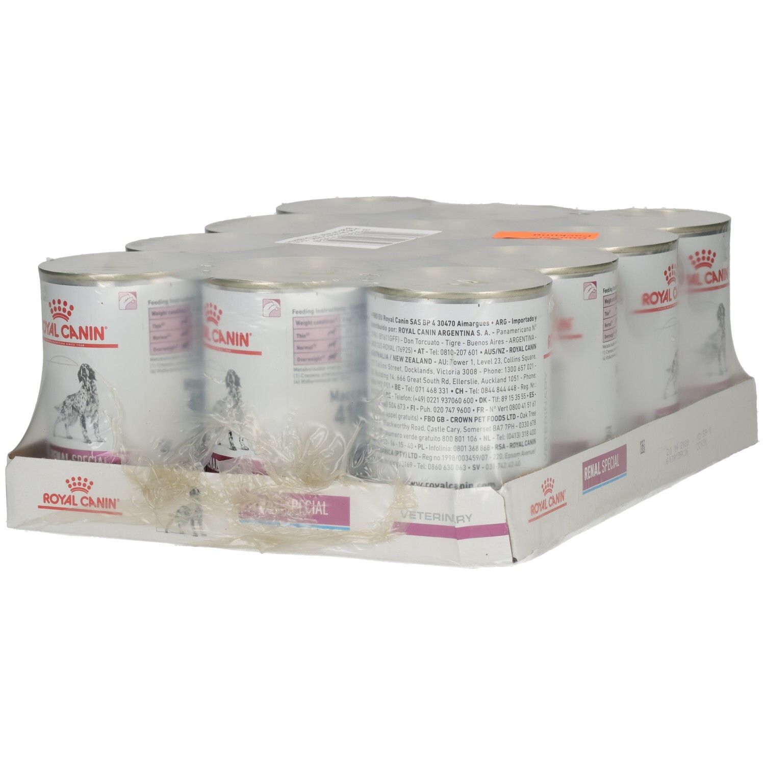 Sechs Dosen Royal Canin RENAL SPECIAL Mousse Hundefutter im Multipack.