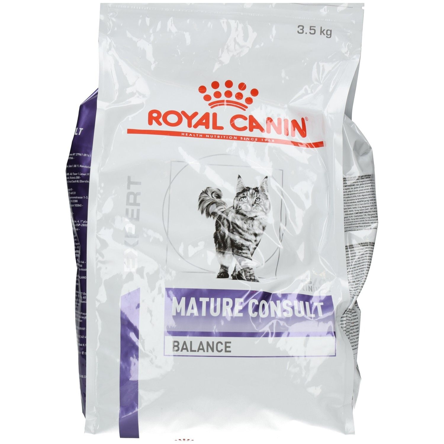 Royal Canin Trockennahrung für Katzen, 3.5 kg Beutel mit Bild einer Katze und Produktnamen.