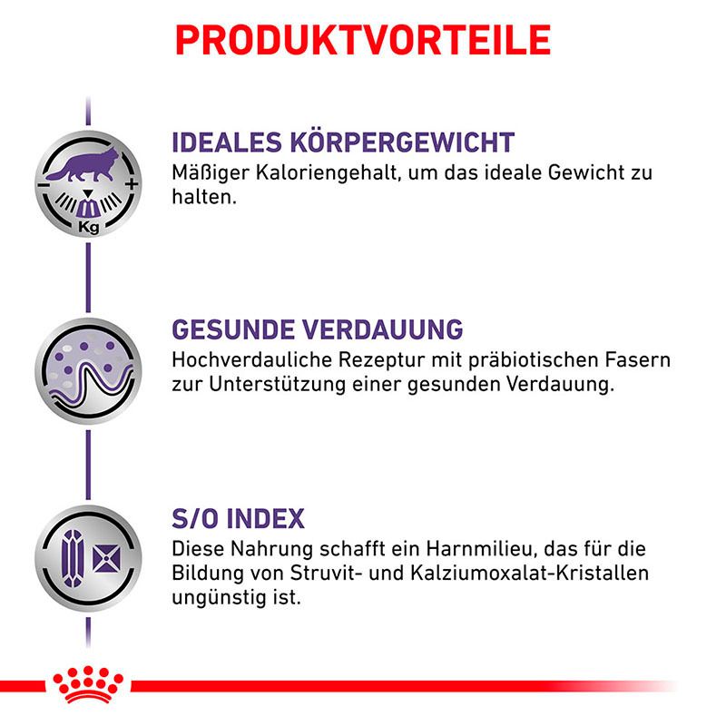 Produktvorteile von ROYAL CANIN Expert NEUTERED BALANCE: Ideales Körpergewicht, gesunde Verdauung, S/O Index.