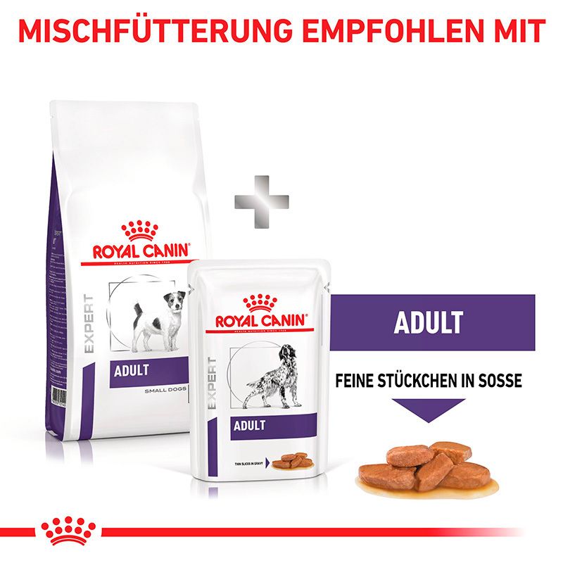 ROYAL CANIN® Expert ADULT SMALL DOGS Trockennahrung und Feuchtnahrung.