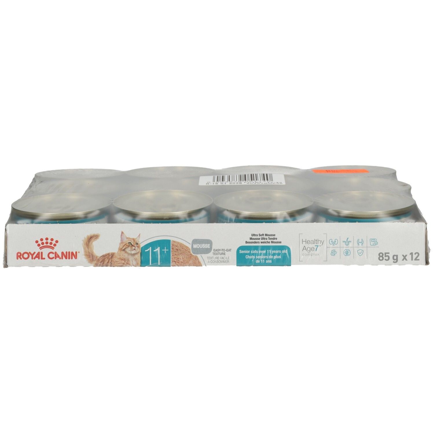 Packung mit 12 Dosen Royal Canin Katzenfutter, 85g pro Dose, für Katzen ab 11 Jahren.