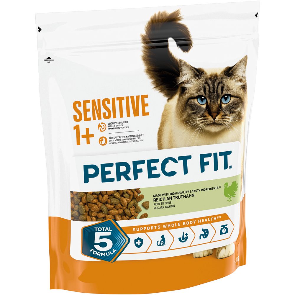 Perfect Fit Trockennahrung für sensible Katzen, 1,4 kg, mit Truthahn.