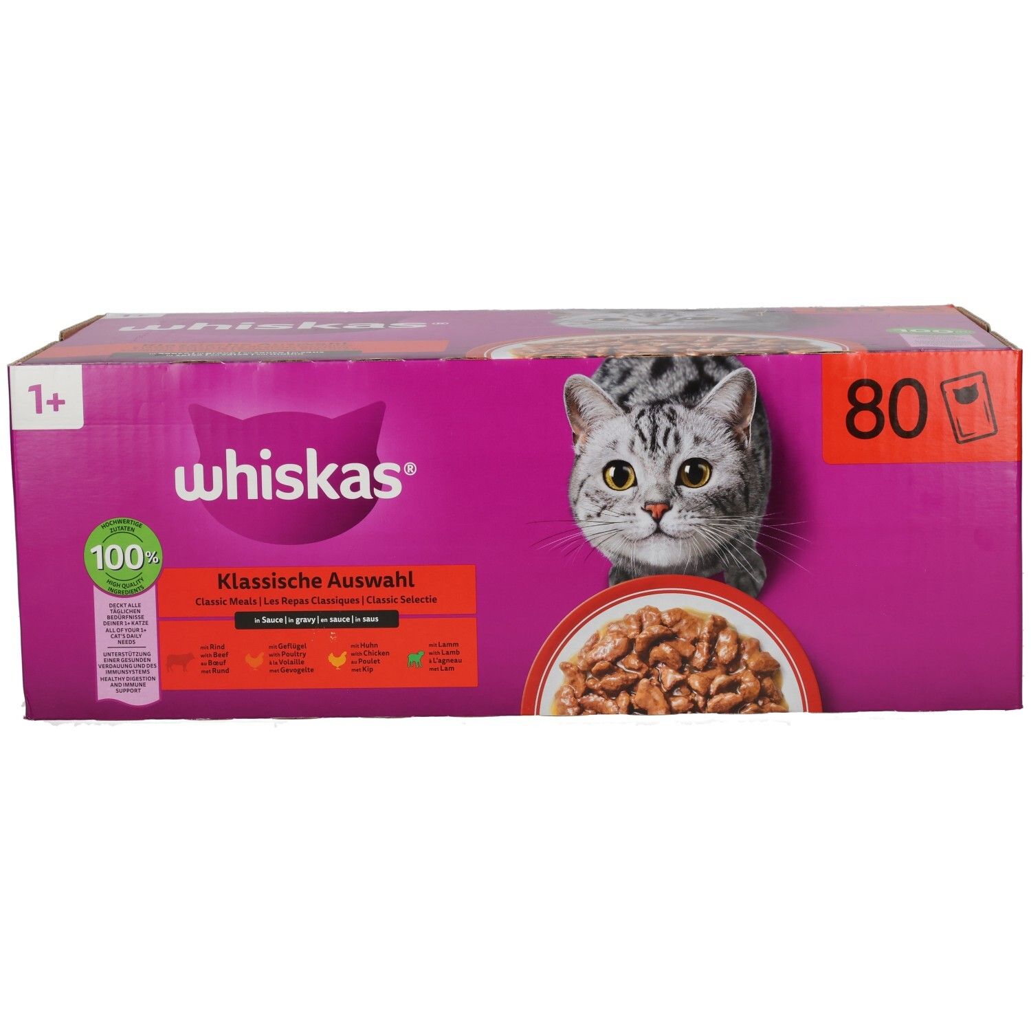 Sheba Fresh & Fine Multipackung mit 50 Beuteln Katzenfutter in Sauce.