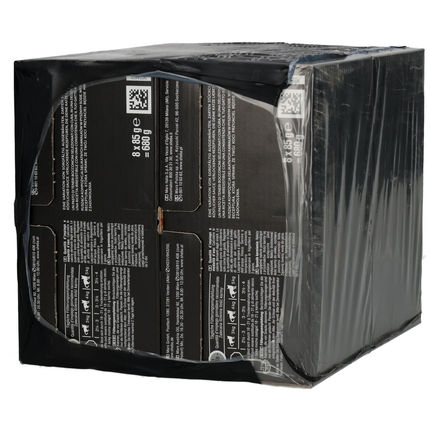 Sheba Selection Megapack 32x85g: Verpackung mit detaillierten Nährwertangaben.