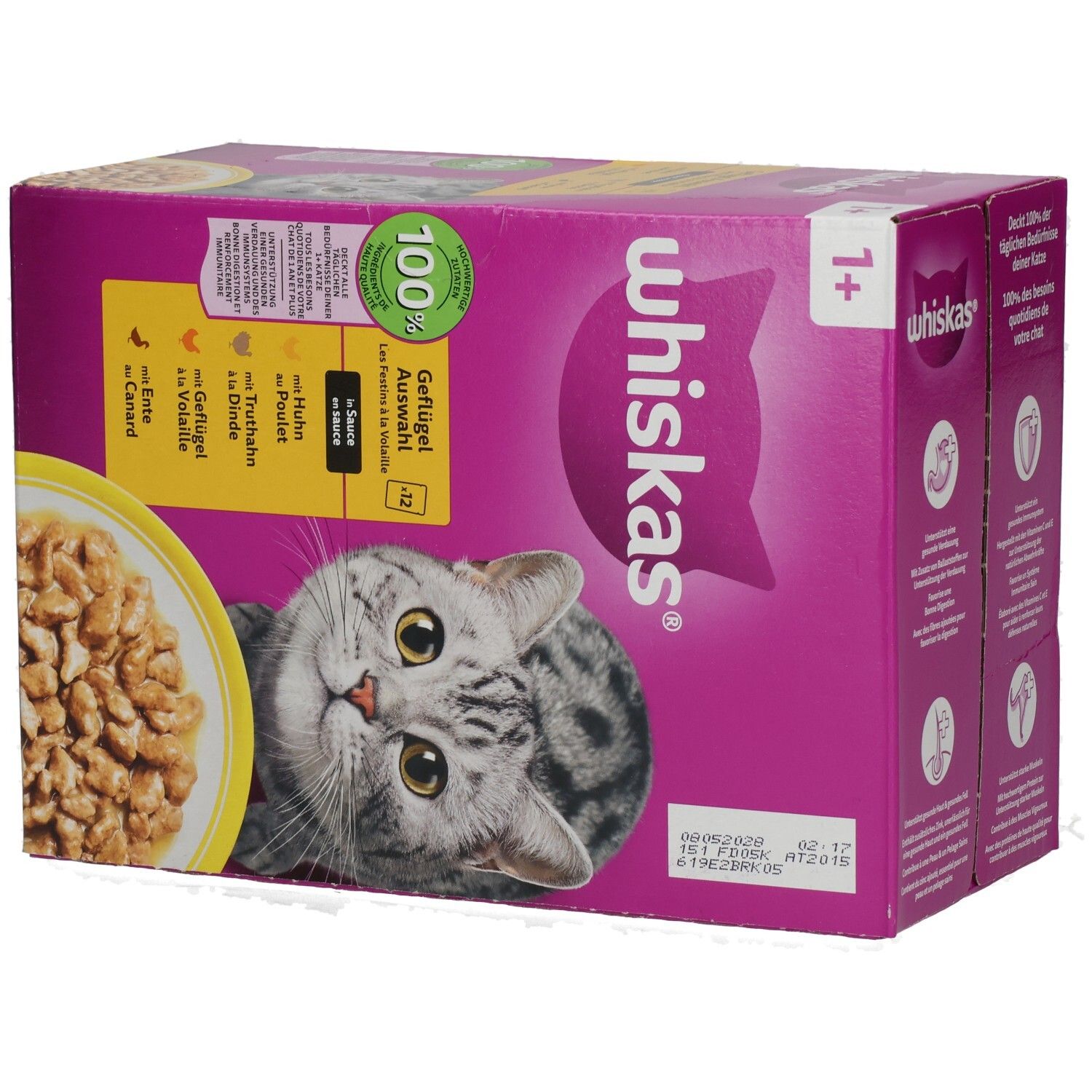 Whiskas Nassfutter: Unterstützt Verdauung, Haut, Fell, Immunsystem, Muskeln.