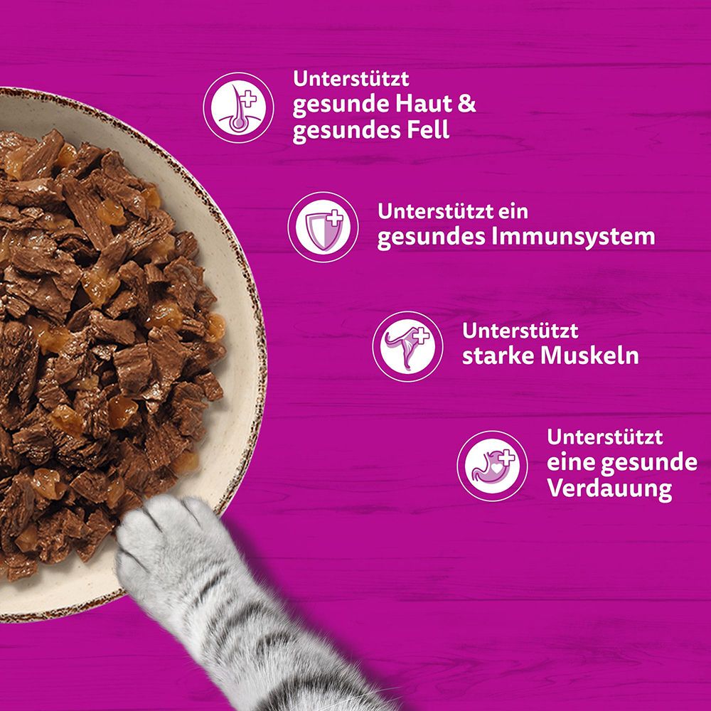 Whiskas Pure Delight: Unterstützt gesunde Haut & Fell, Immunsystem, starke Muskeln und Verdauung.
