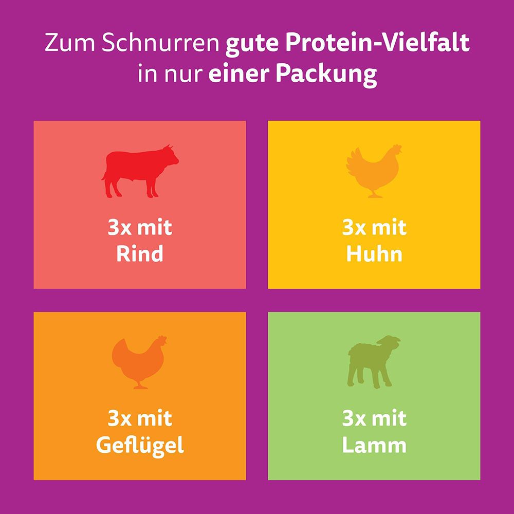Whiskas Pure Delight: Protein-Vielfalt in einer Packung: Rind, Huhn, Geflügel, Lamm.