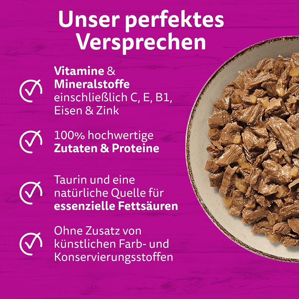 Whiskas Pure Delight: Vitamine & Mineralstoffe, 100% hochwertige Zutaten, Taurin, ohne Zusatzstoffe.