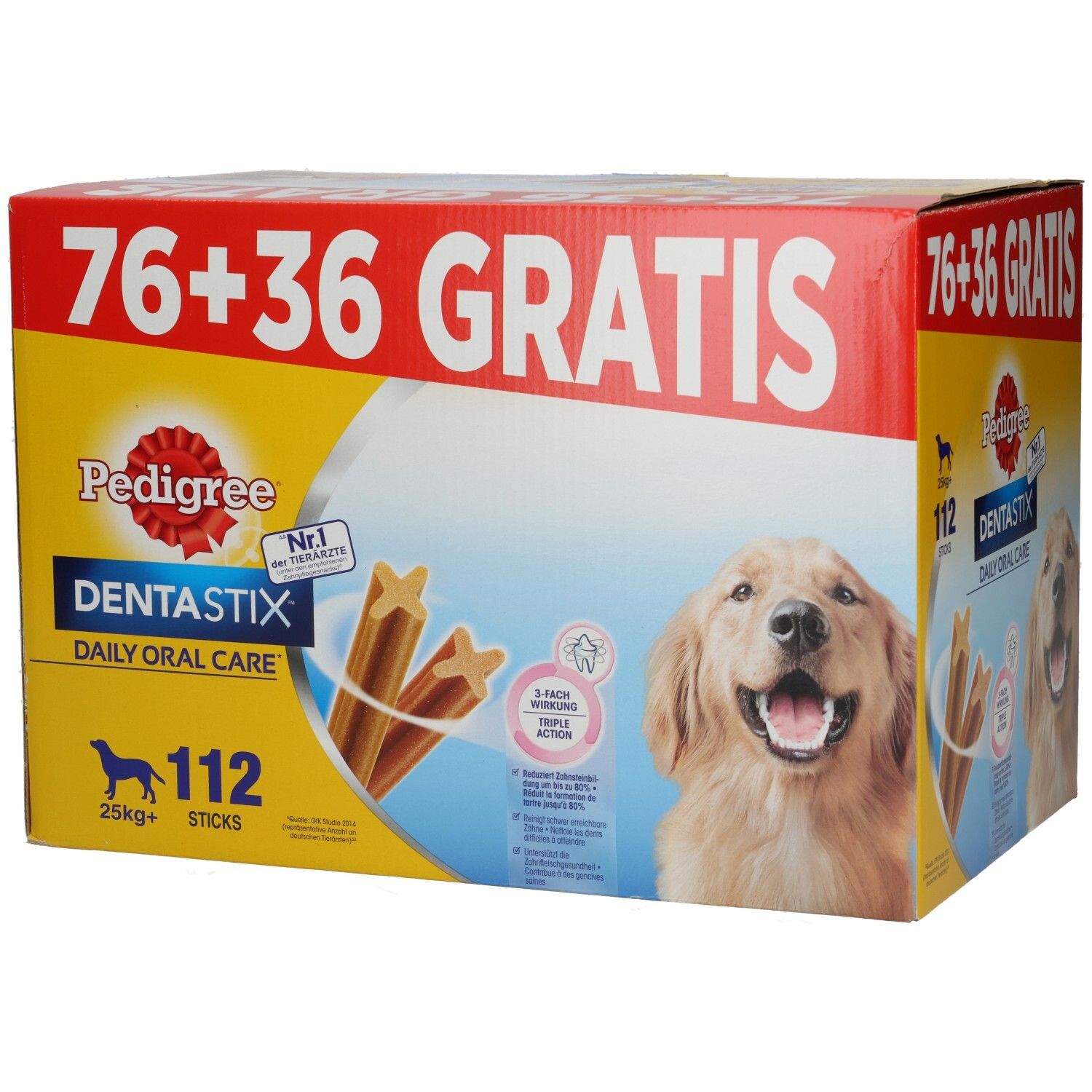 Pedigree Dentastix Multipack: 112 Stäbchen für Hunde ab 25kg. 76 + 36 gratis.