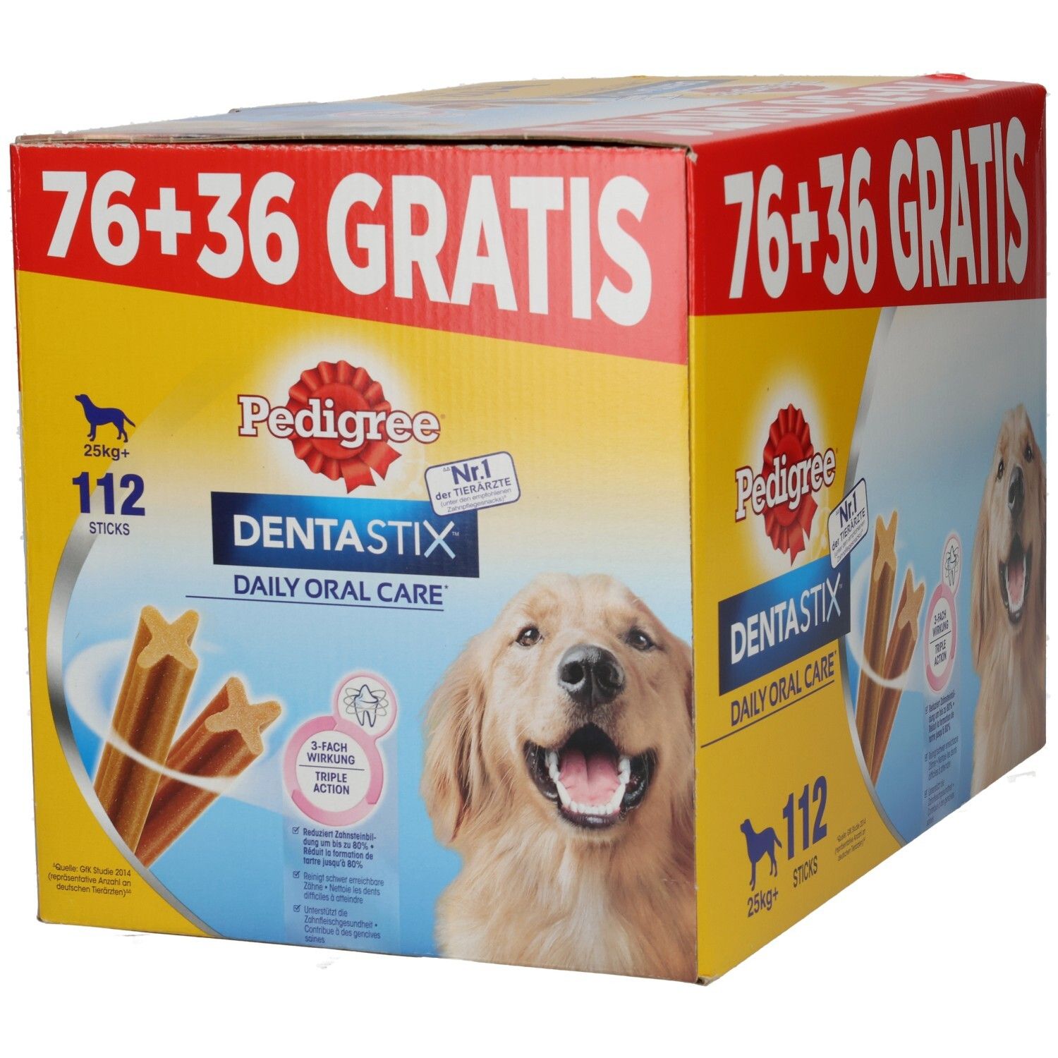Pedigree Dentastix Multipack: 112 Stäbchen für Hunde ab 25kg. 76 + 36 gratis.