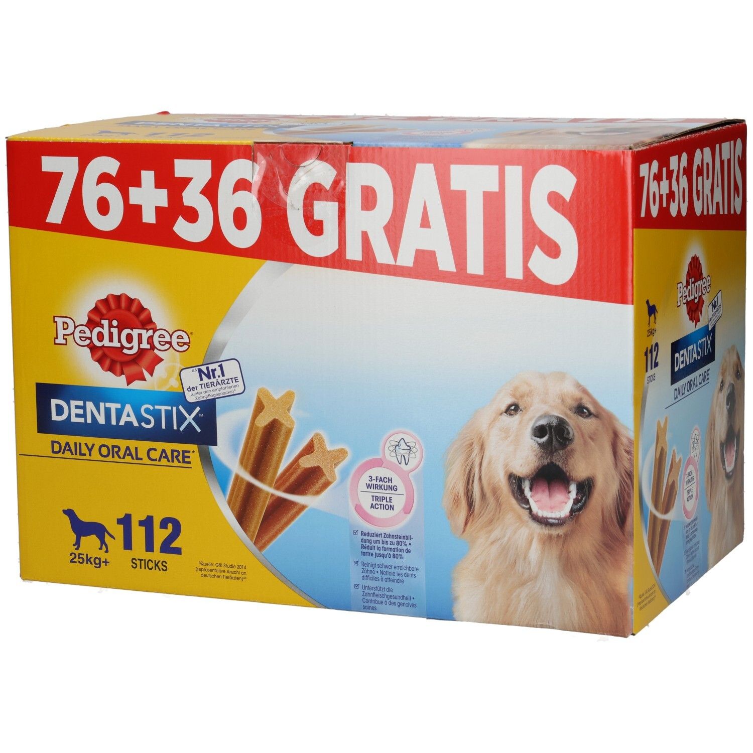Pedigree Dentastix Multipack: 112 Stäbchen für Hunde ab 25kg. 76 + 36 gratis.