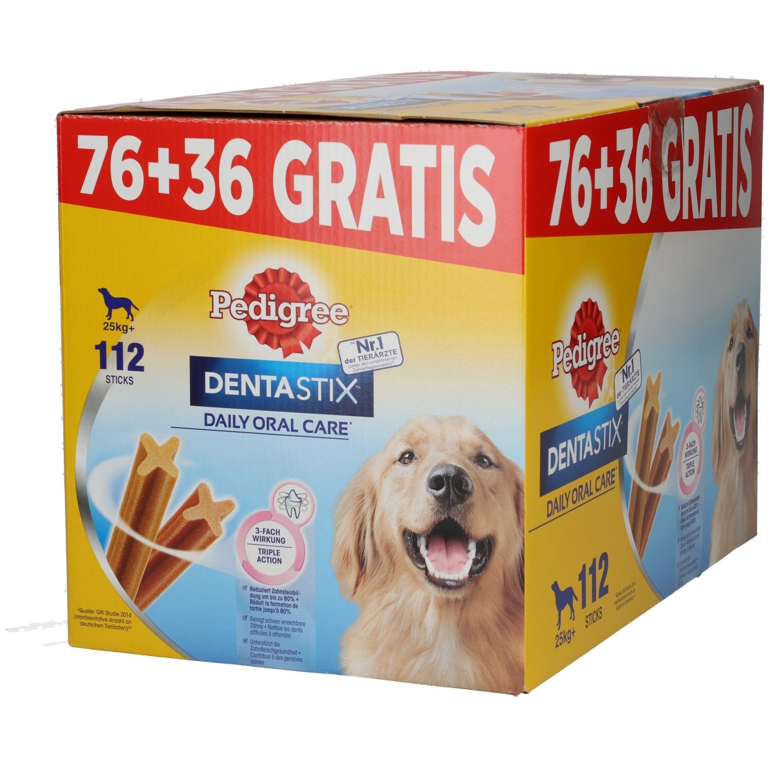 Pedigree Dentastix Multipack: 112 Stäbchen für Hunde ab 25kg. 76 + 36 gratis.