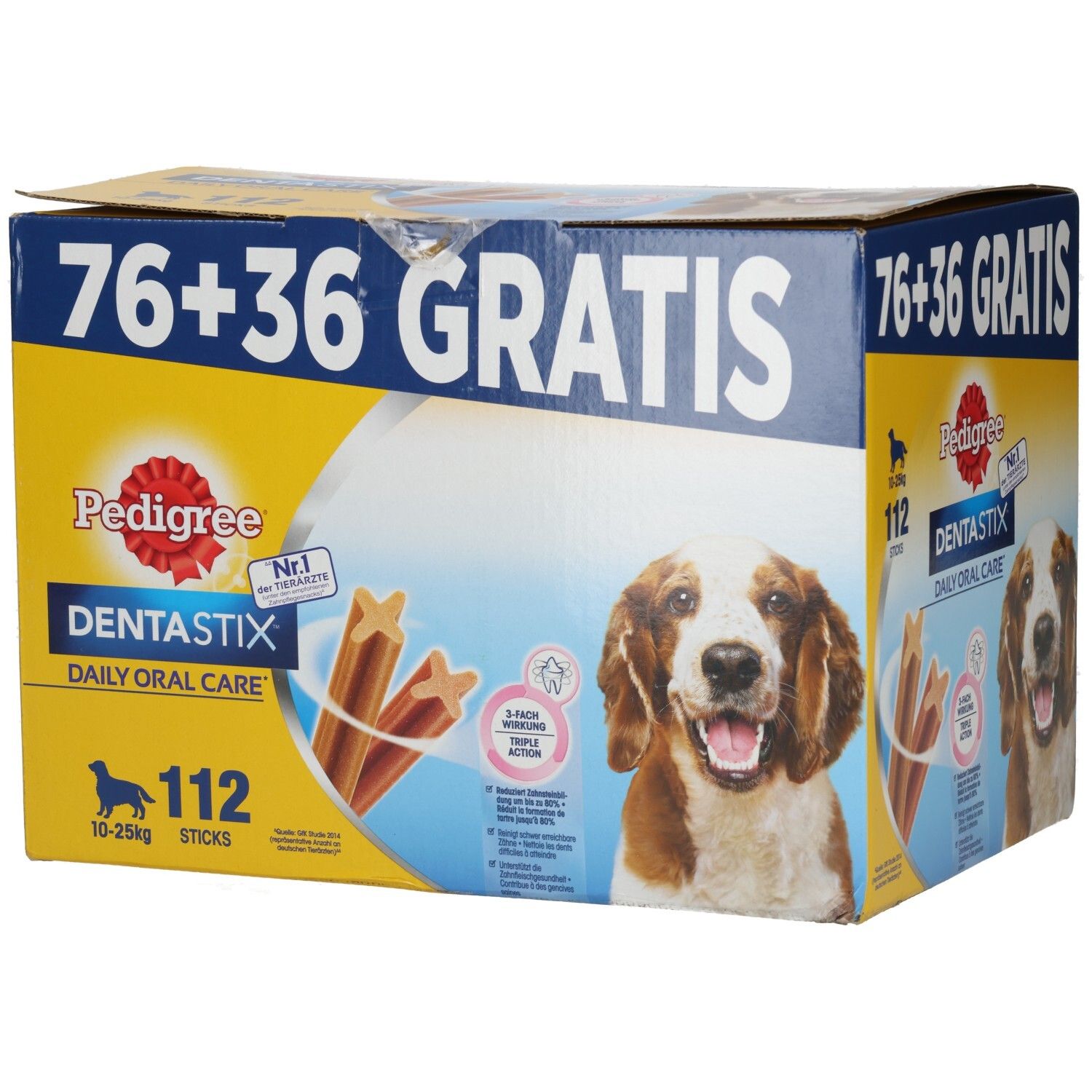 Pedigree Dentastix Multipack: 112 Sticks für Hunde von 10-25kg. 76 + 36 Gratis.