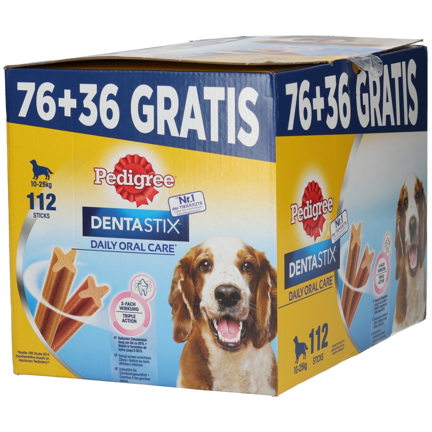 Pedigree Dentastix Multipack: 112 Sticks für Hunde von 10-25kg. 76 + 36 Gratis.