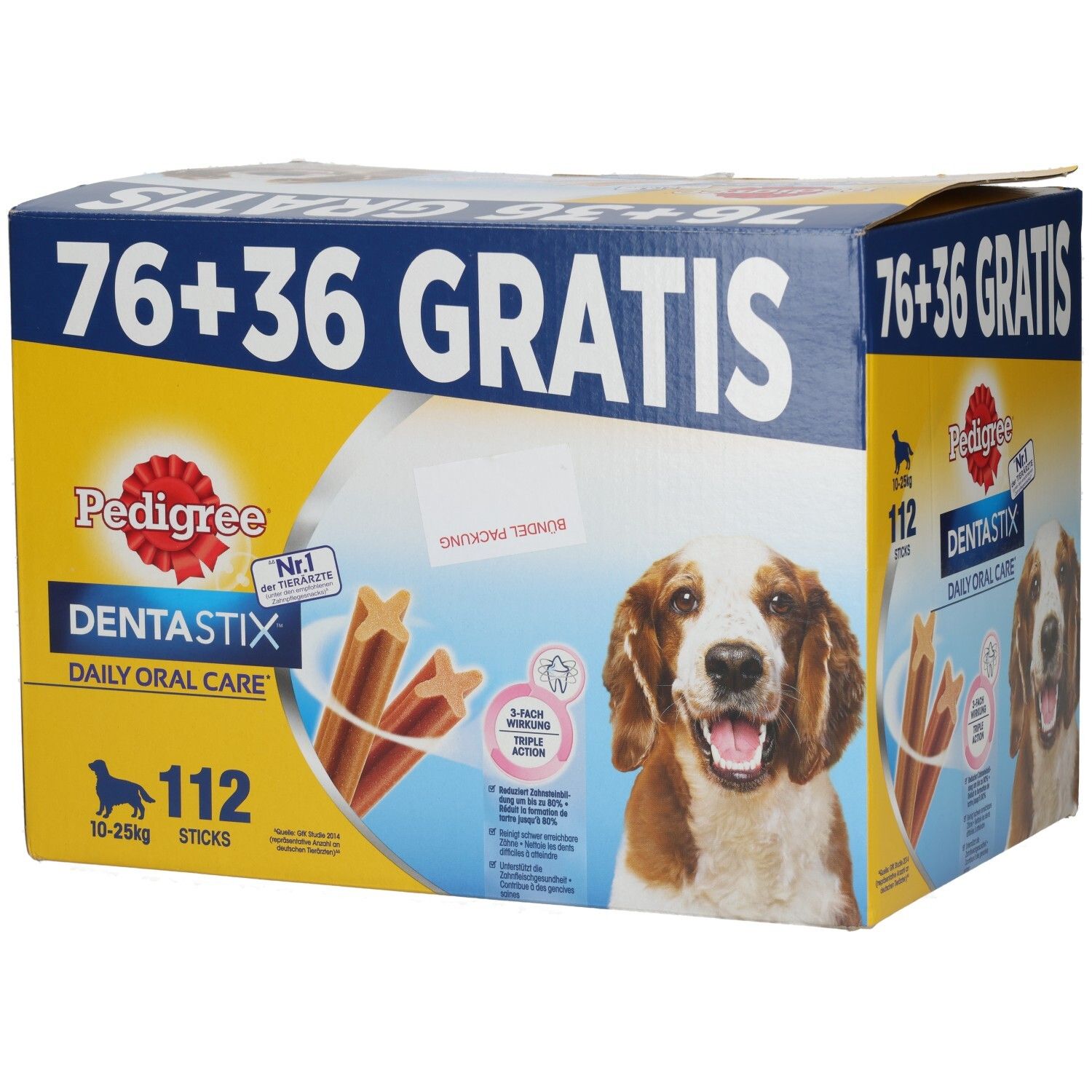 Pedigree Dentastix Multipack: 112 Sticks für Hunde von 10-25kg. 76 + 36 Gratis.