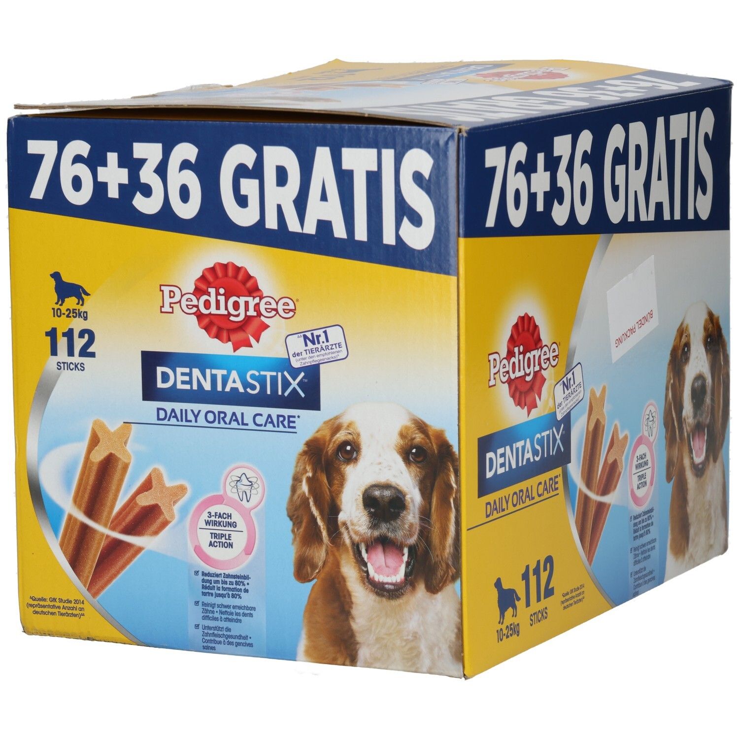 Pedigree Dentastix Multipack: 112 Sticks für Hunde von 10-25kg. 76 + 36 Gratis.