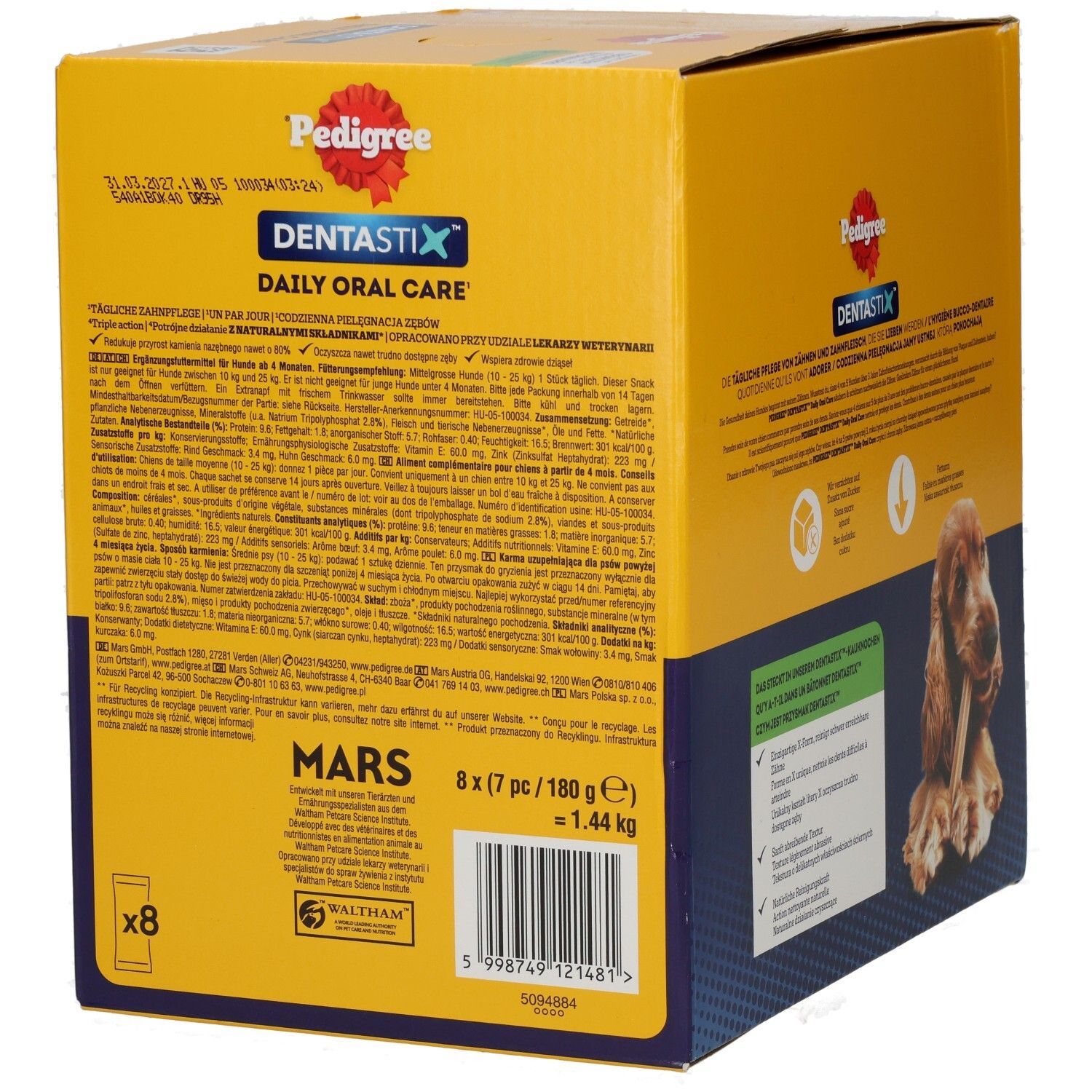 Pedigree Denta Stix Kau-Knochen für Hunde. X-Form reinigt schwer erreichbare Zähne, sanft abrasiv, natürliche Reinigungskraft.