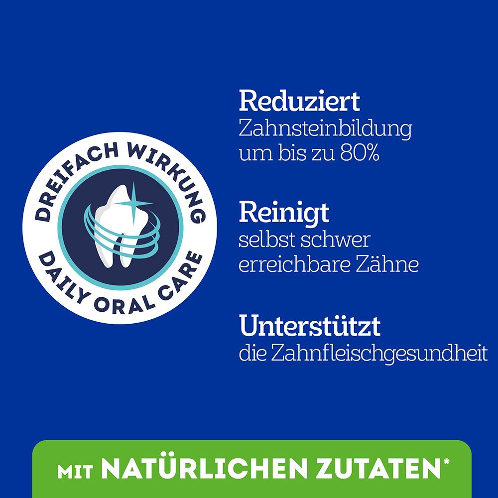 Pedigree Denta Stix: Dreifache Wirkung zur Reduzierung von Zahnstein, Reinigung schwer erreichbarer Zähne und Unterstützung der Zahnfleischgesundheit.