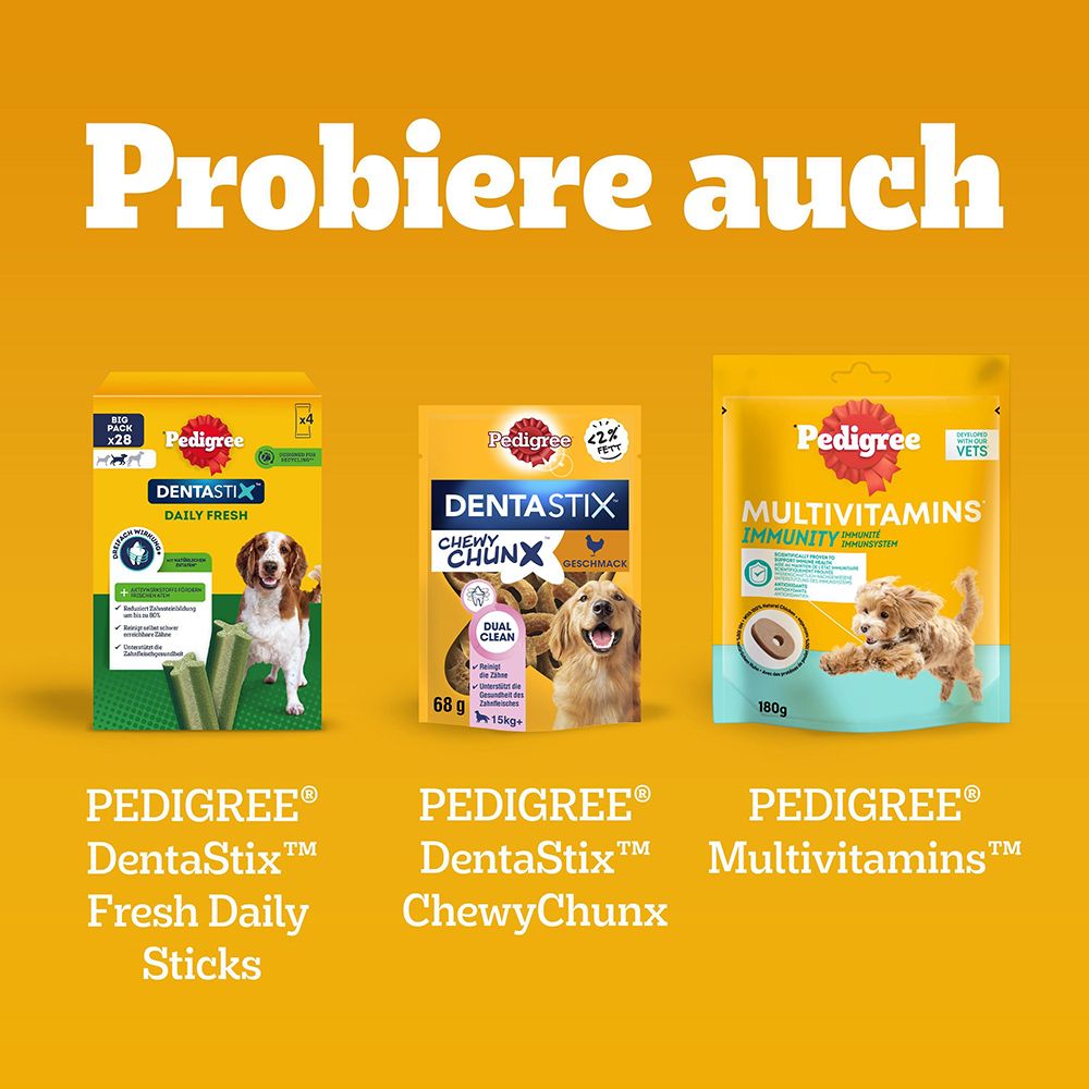 Probieren Sie auch Pedigree Denta Stix Fresh Daily Sticks, ChewyChunx und Multivitamins.