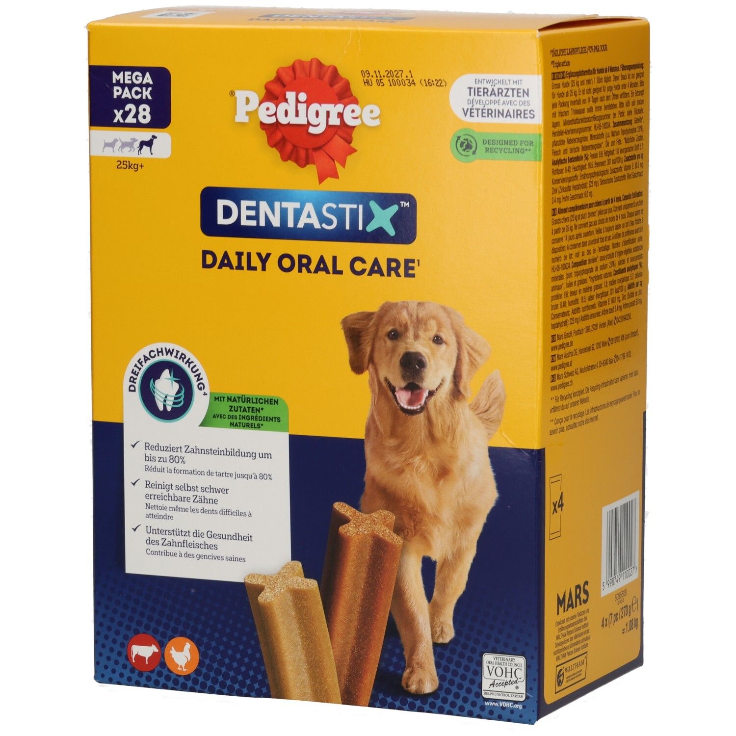 Pedigree Denta Stix Mega Pack für große Hunde, 28 Stück. Tierärztlich empfohlen.