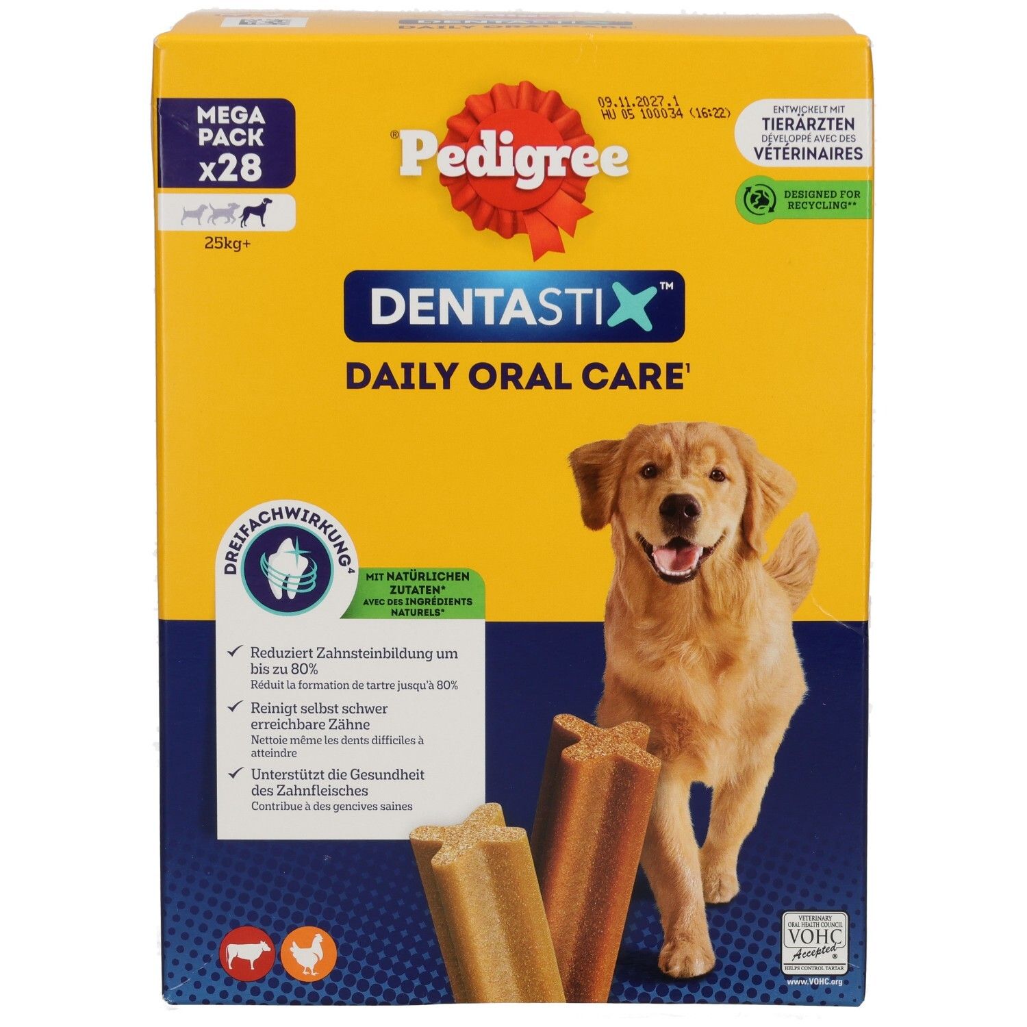 Pedigree Denta Stix Mega Pack für große Hunde, 28 Stück. Enthält 4 Packungen à 7 Stück.