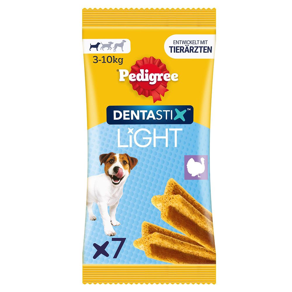 Pedigree Denta Stix Light Hundeleckerli für kleine Hunde, 7 Stück, mit Truthahn.