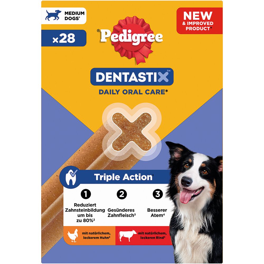 Pedigree Denta Stix Multipack Medium Hunde, 28 Stück. Tägliche Zahnpflege für Hunde.