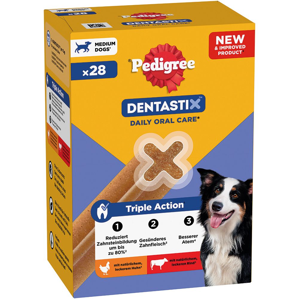 Pedigree Denta Stix Multipack Medium Hunde, 28 Stück. Tägliche Zahnpflege für Hunde.