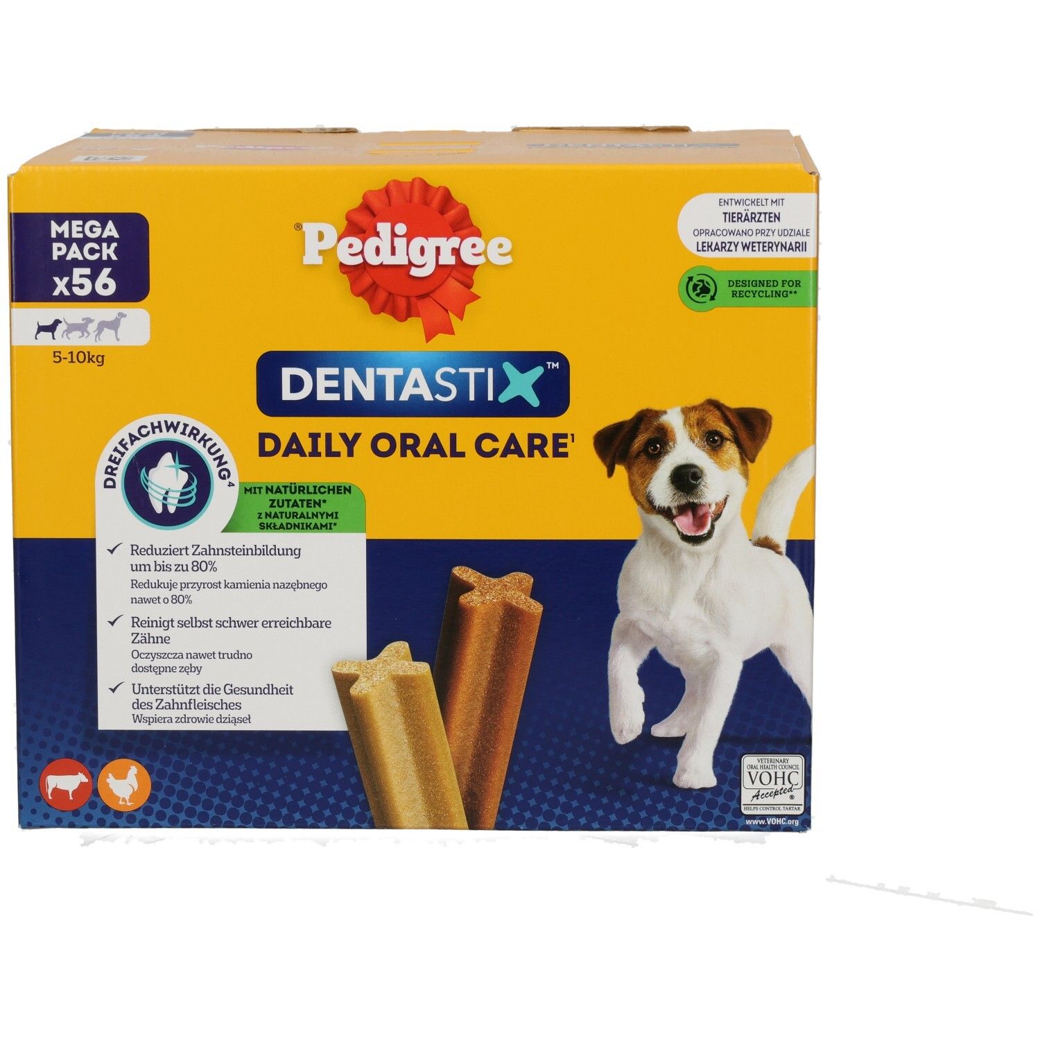 Pedigree DentaStix Mega Pack mit 56 Zahnpflege-Sticks.