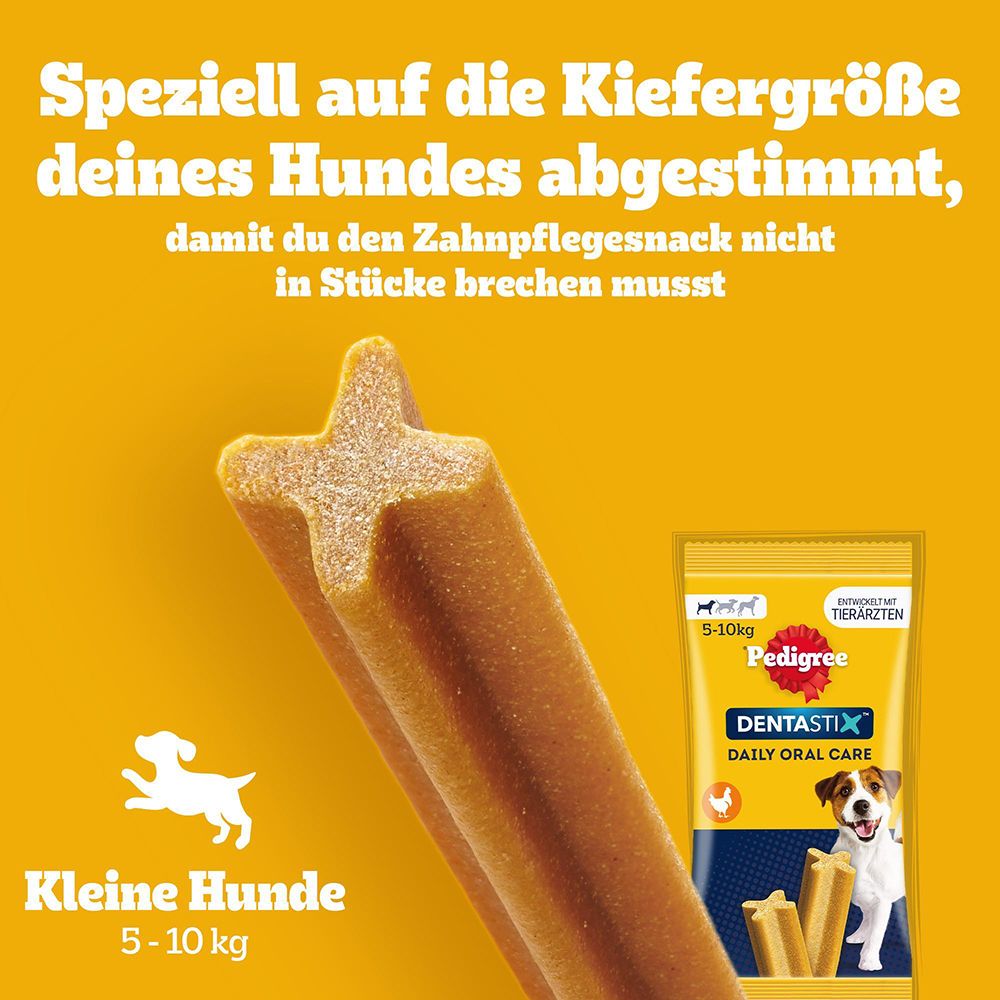 Pedigree DentaStix für kleine Hunde (5-10 kg) mit X-Form.