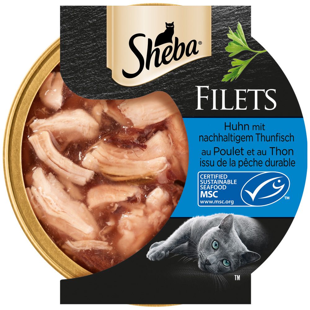 Sheba Filets Huhn mit Thunfisch in Schale, MSC-zertifiziert.