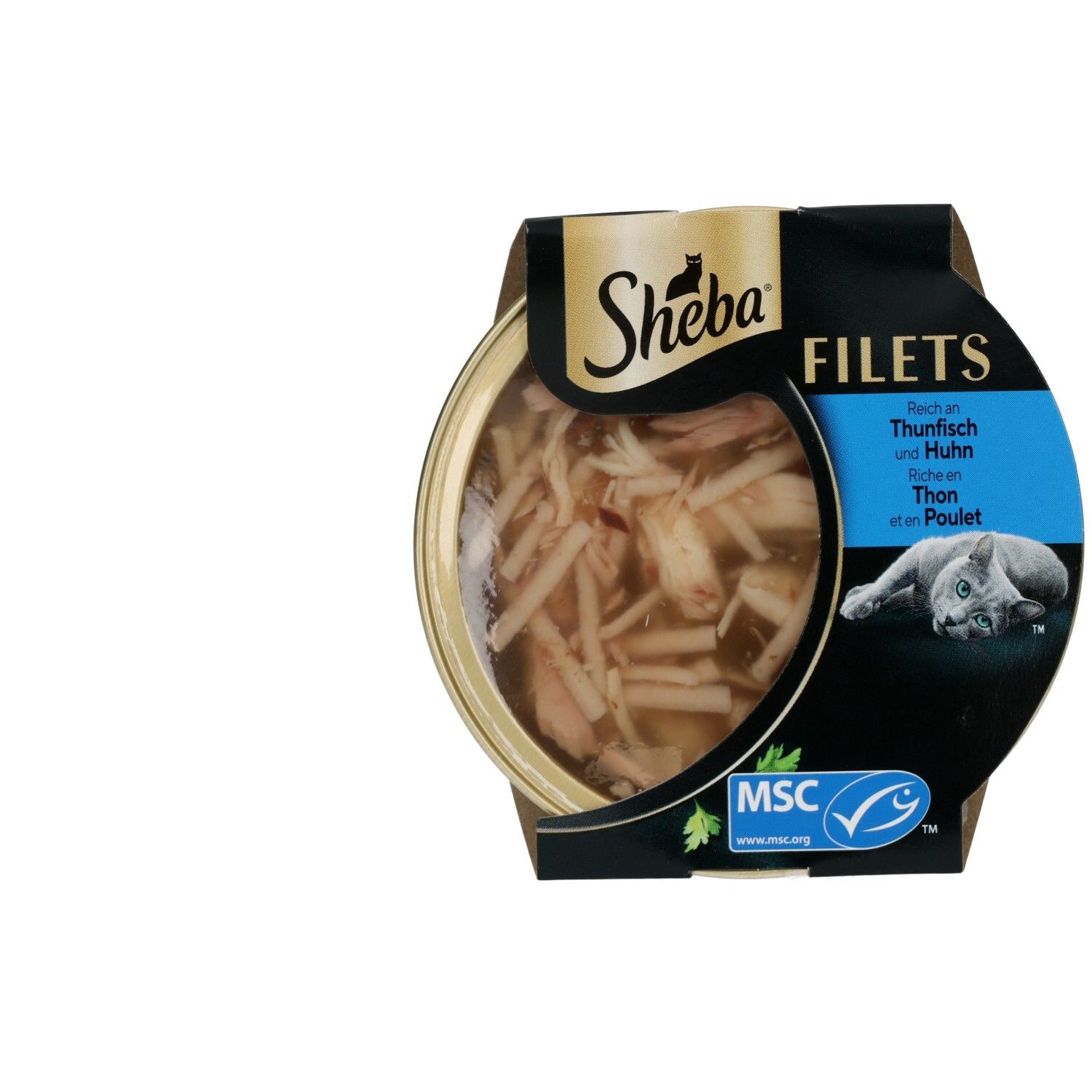 Sheba Filets Thunfisch und Huhn in Schale, MSC-zertifiziert.