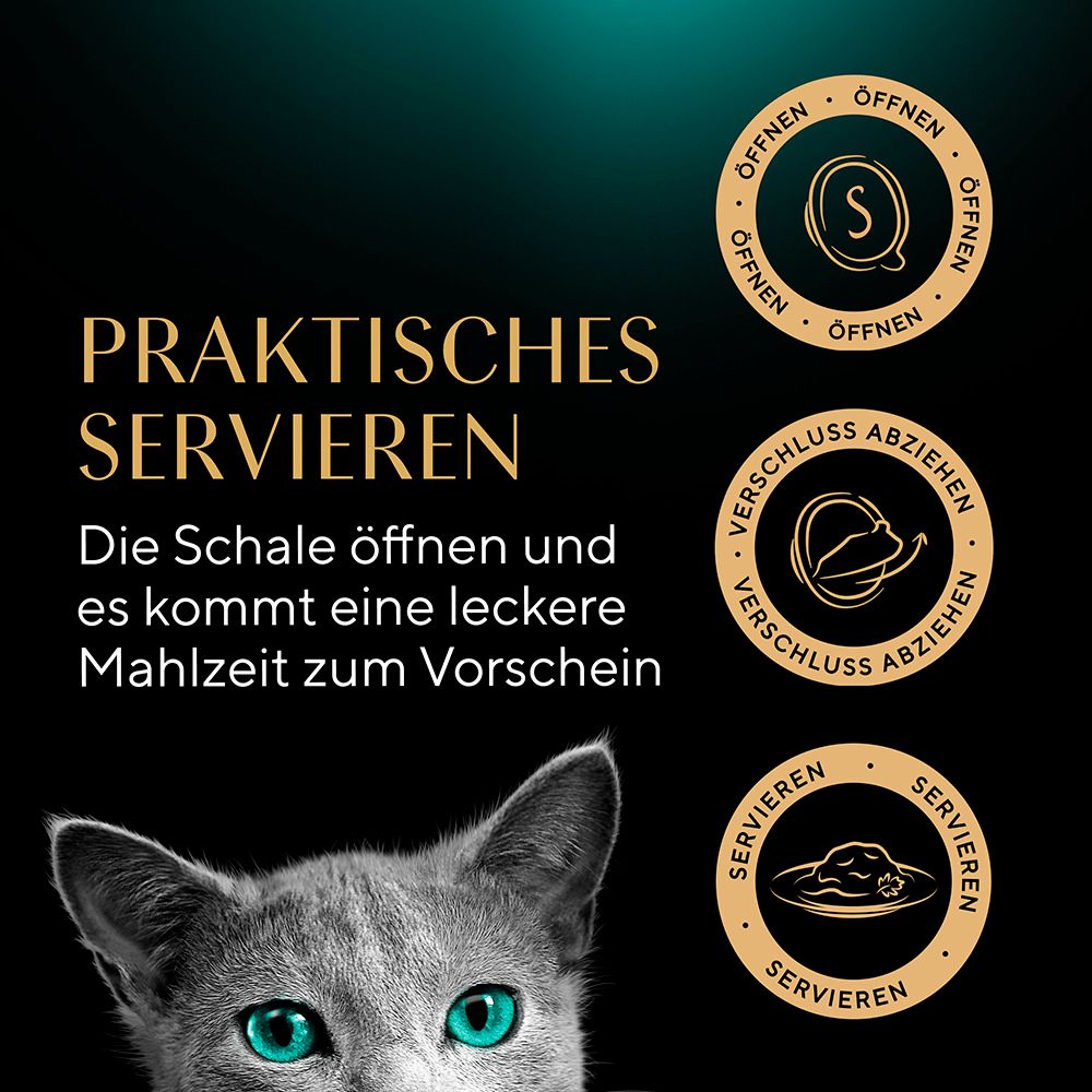 Praktisches Servieren von Sheba Filets: Schale öffnen, Mahlzeit servieren.