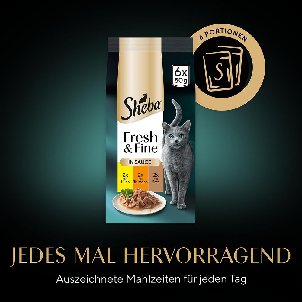 Sheba Fresh & Fine Katzennahrung in Sauce, 6x50g. Jedes Mal hervorragend.