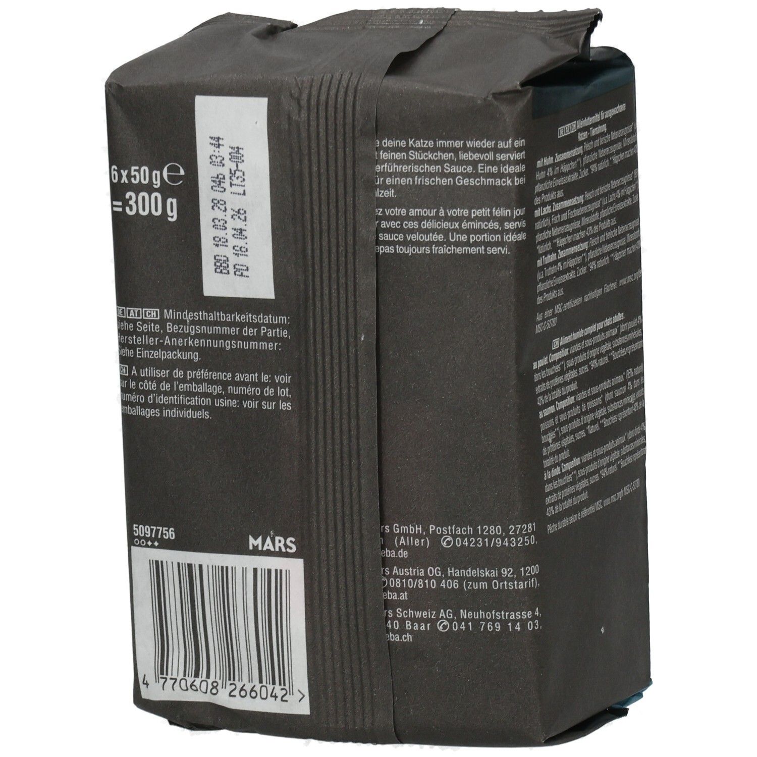 Sheba Fresh & Fine Katzennahrung in Sauce, 6x50g Beutel, Huhn, Lachs, Truthahn.