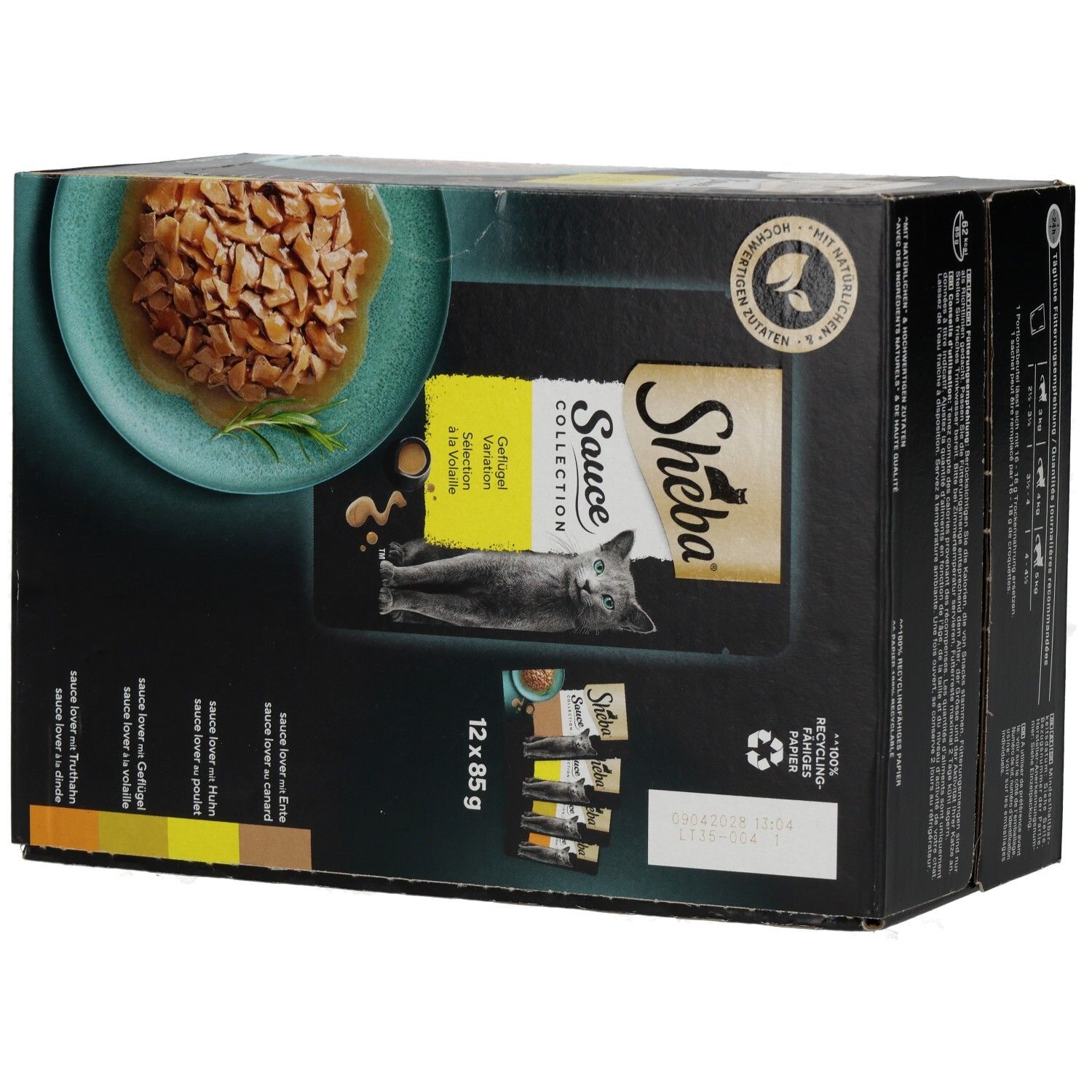 Sheba Sauce Collection Geflügel Variation 12x85g Multipackung, Seitenansicht.
